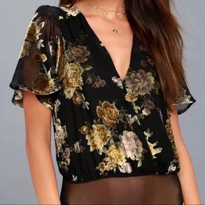 ASTR floral velvet bodysuit